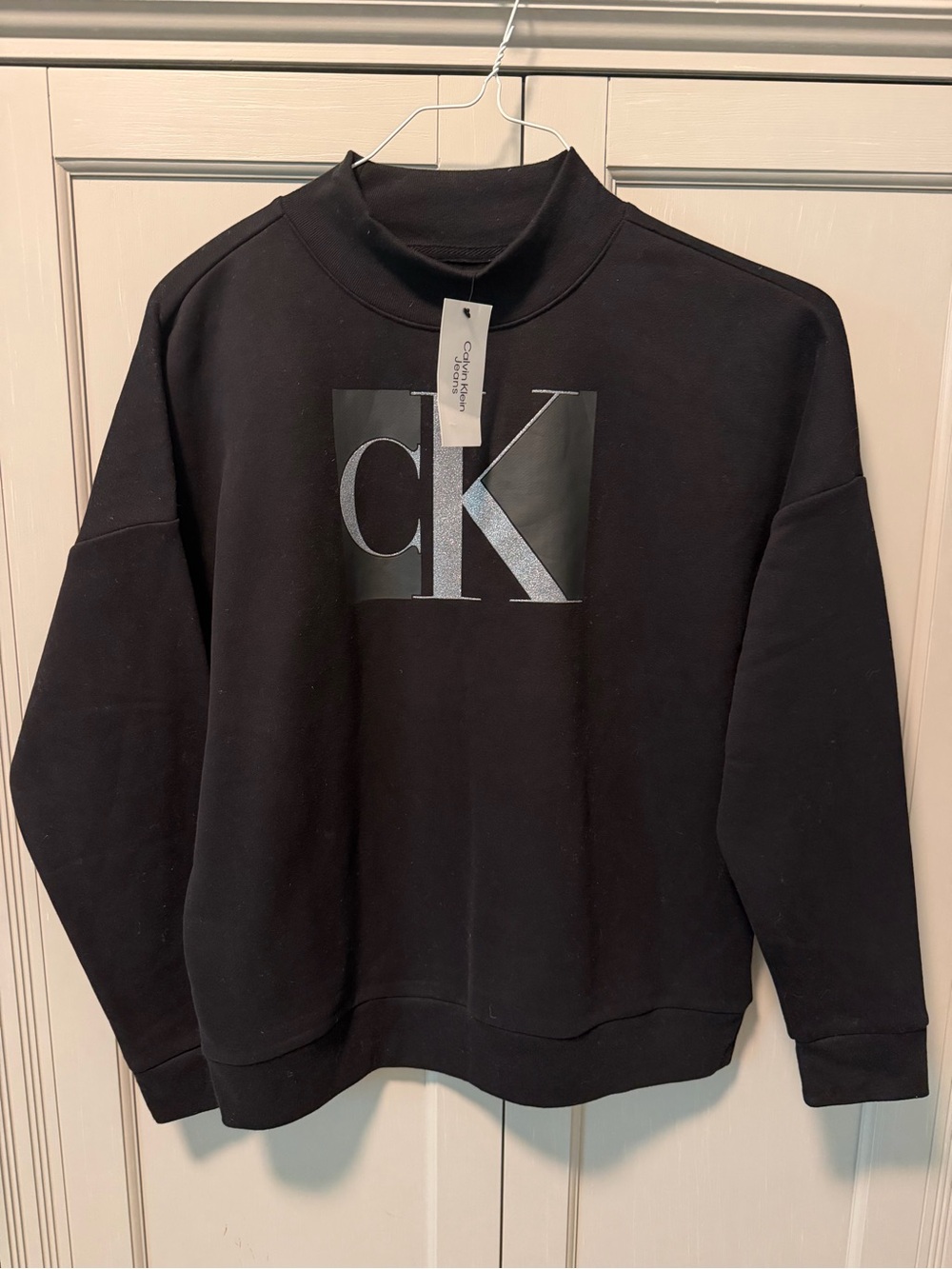 Calvin Klein Mockneck Black Logo Sweatshirt